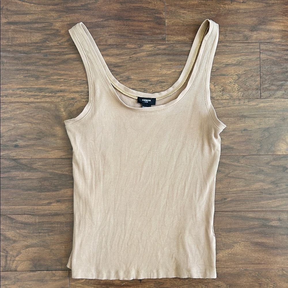 Express Tan Ribbed Tank Top